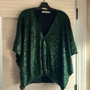 Hunter green sequin blouse